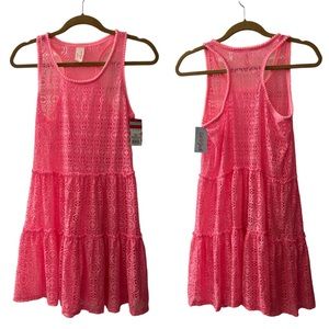 Cat & Jack Hot Pink Crochet Swim Cover Up Dress NWT